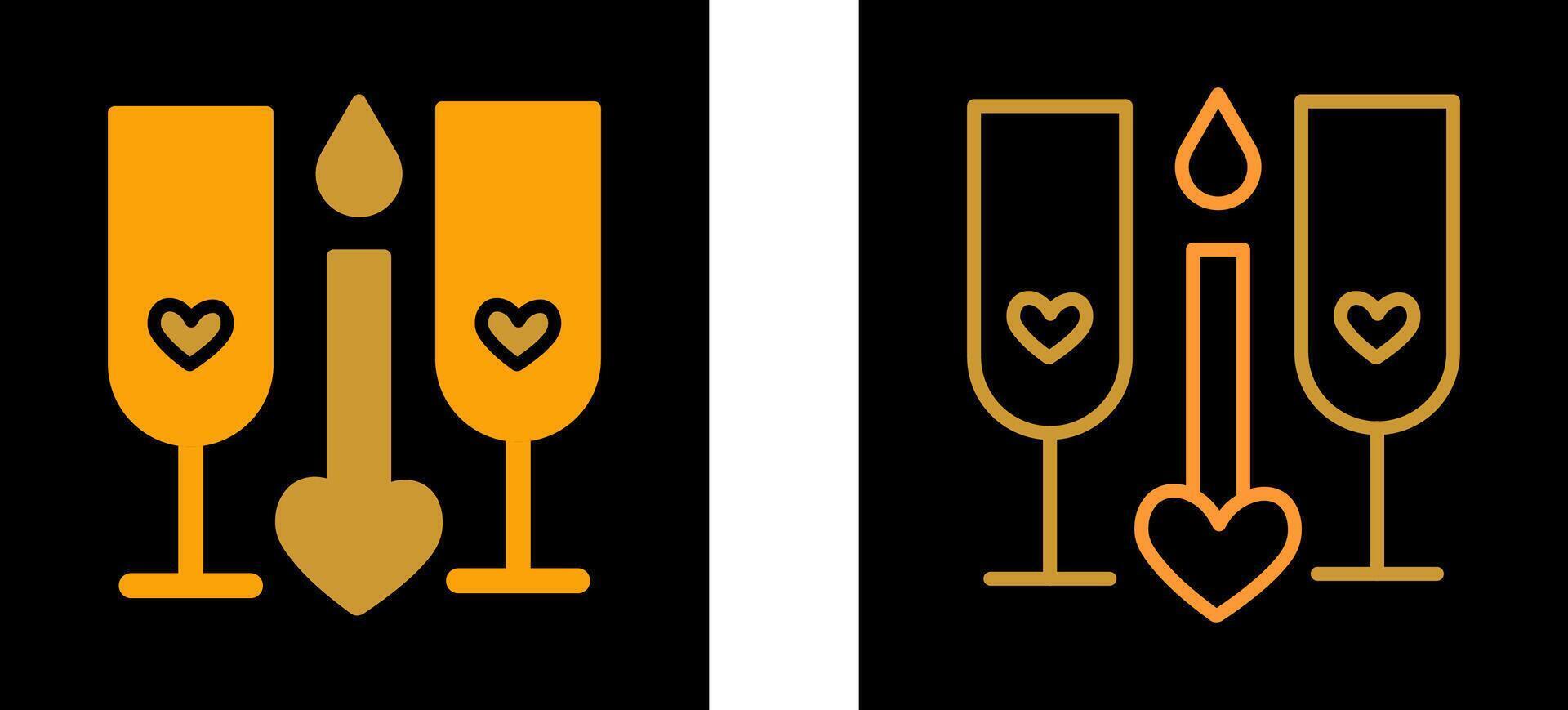 icono de vector romántico de dos vasos