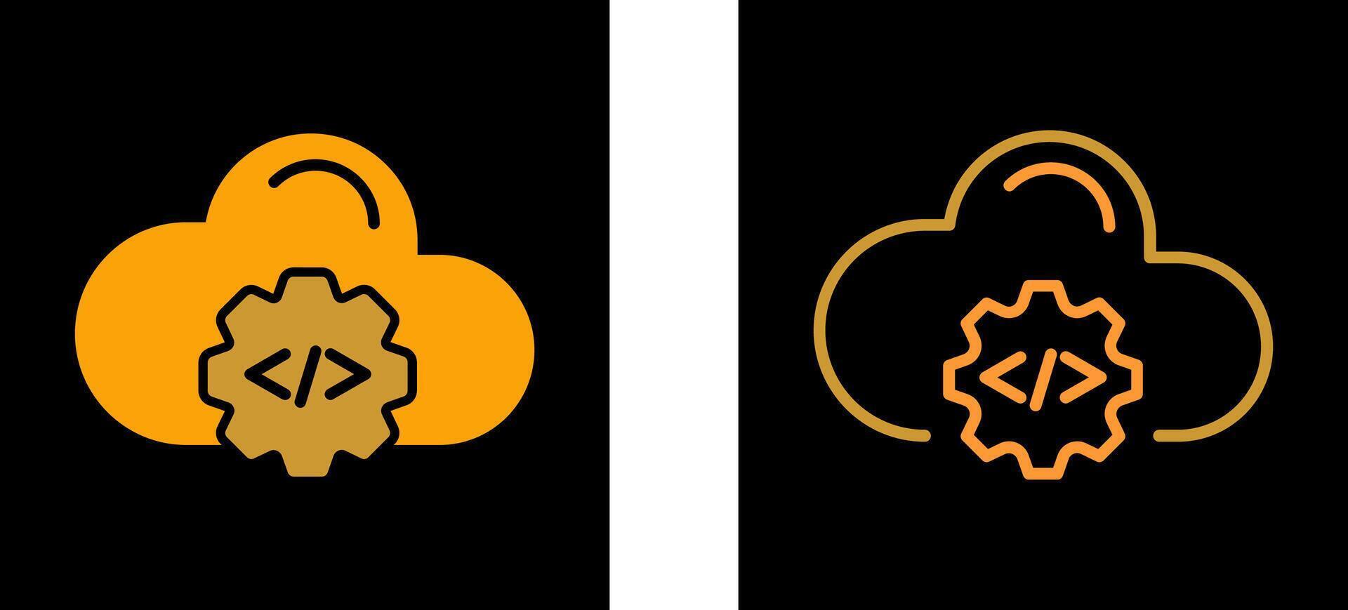 icono de vector de codificación de nube