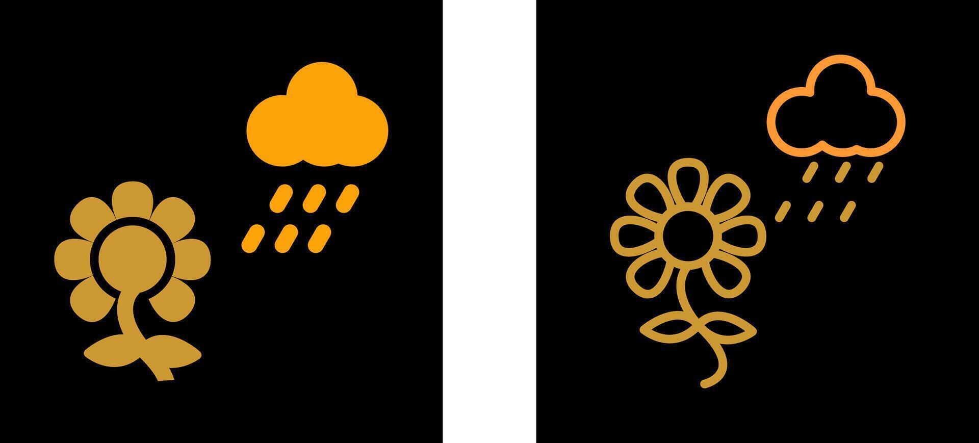 Flower with rain Vector Icon