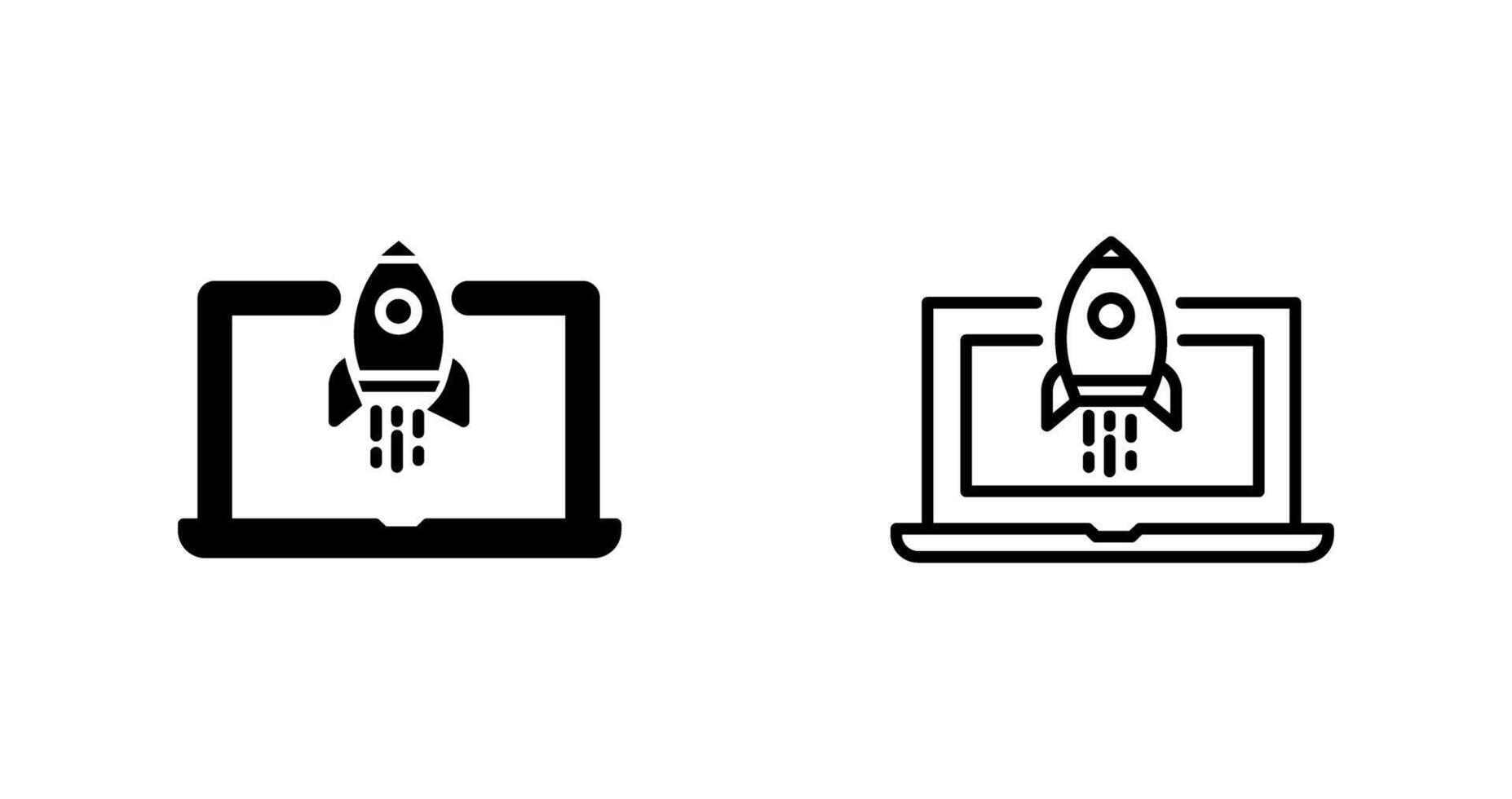 ordenador portátil puesta en marcha vector icono