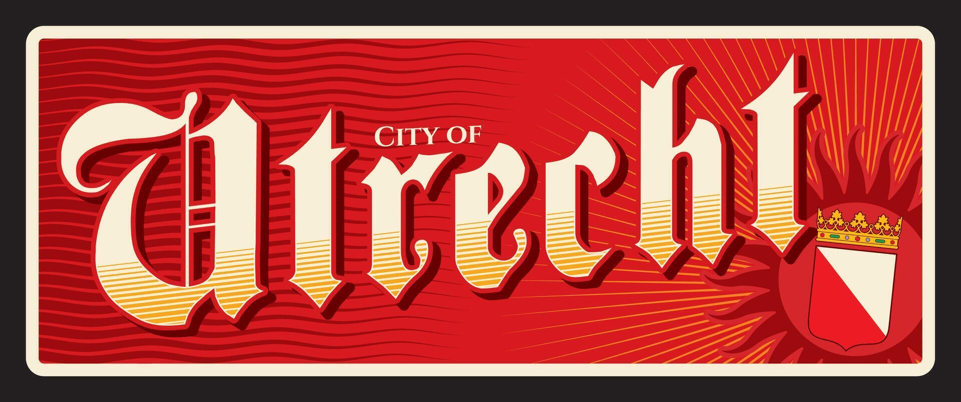 City of Utrecht, Dutch retro travel sticker vector