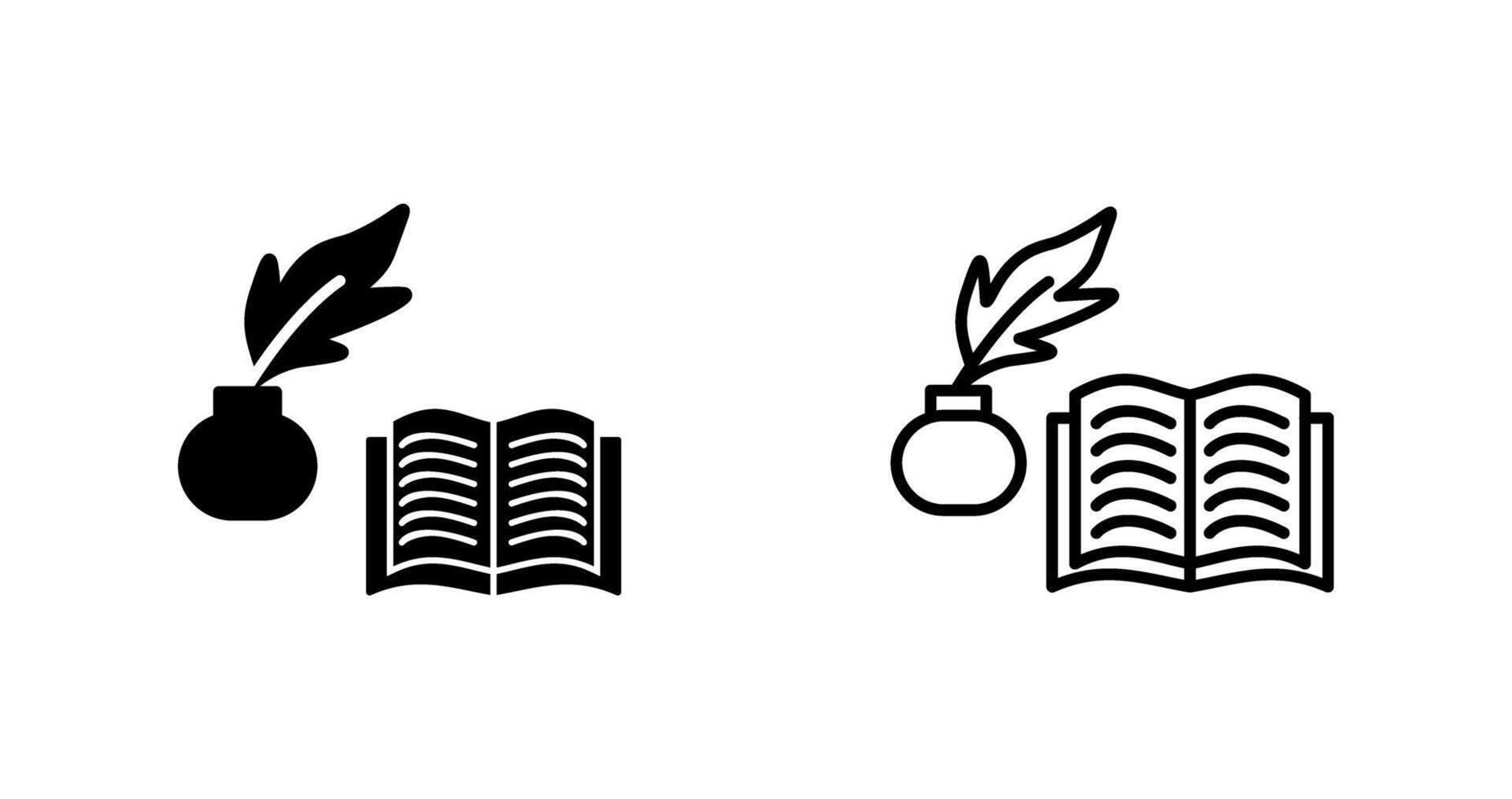 pluma y libro vector icono