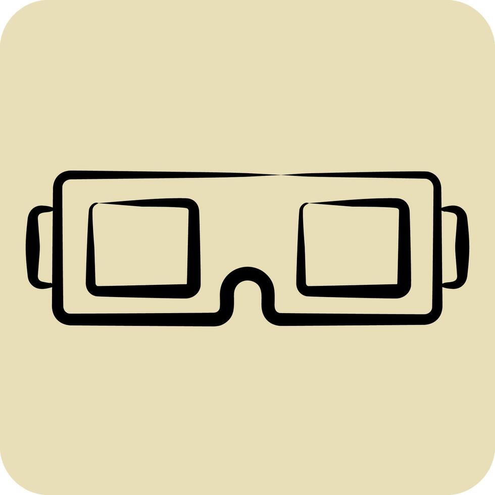 Icon 3D Glasses. related to Entertainment symbol. hand drawn style. simple design illustration vector