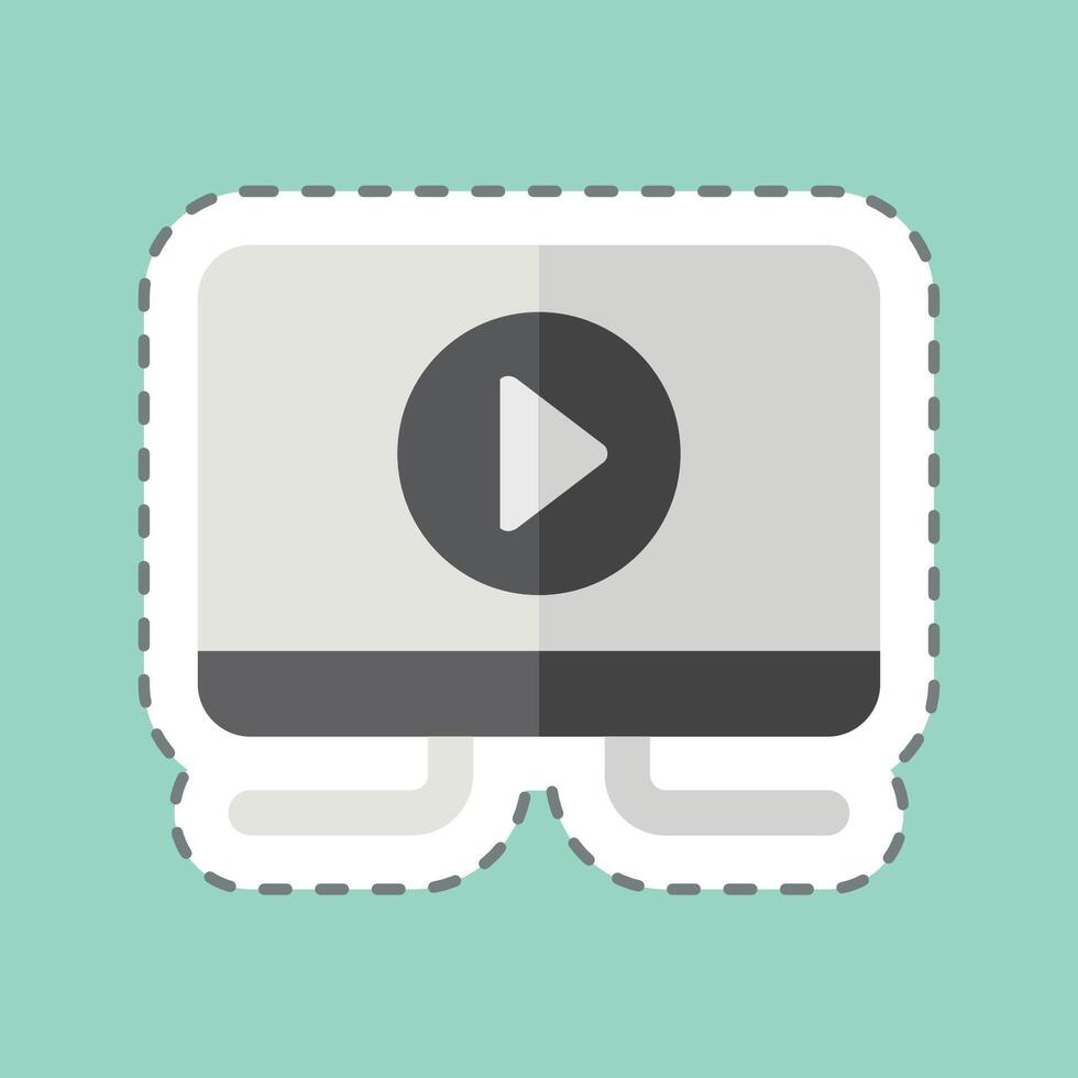 Sticker line cut Hd Tv. related to Entertainment symbol. simple design illustration vector