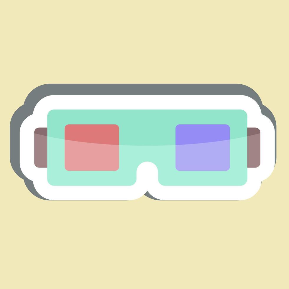 pegatina 3d lentes. relacionado a entretenimiento símbolo. sencillo diseño ilustración vector