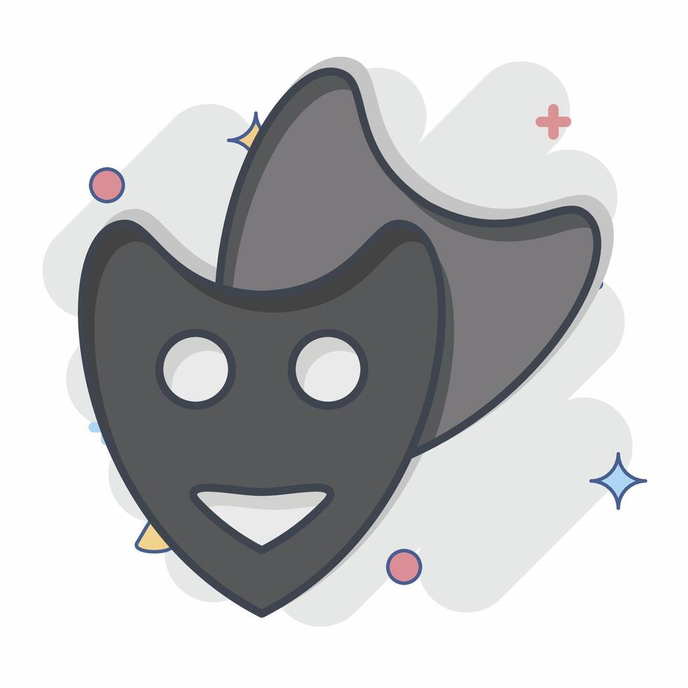 Icon Theatre Mask. related to Entertainment symbol. comic style. simple design illustration vector