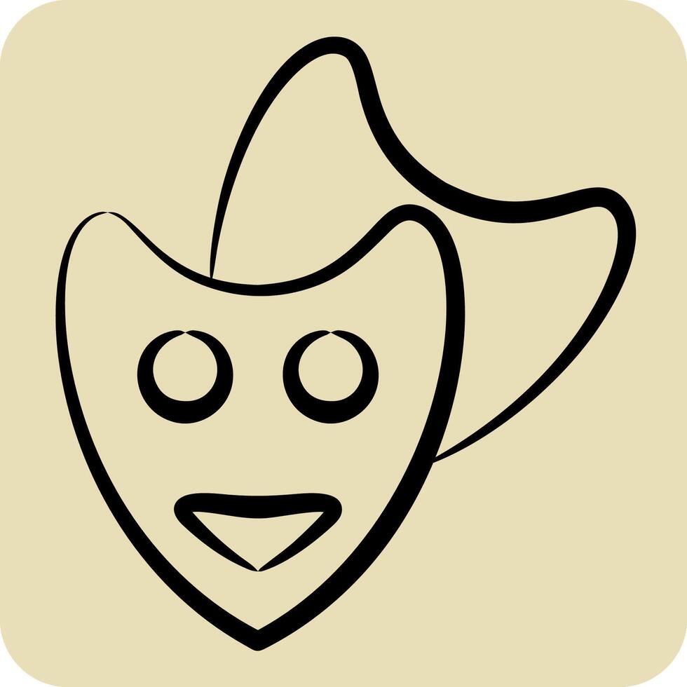 Icon Theatre Mask. related to Entertainment symbol. hand drawn style. simple design illustration vector