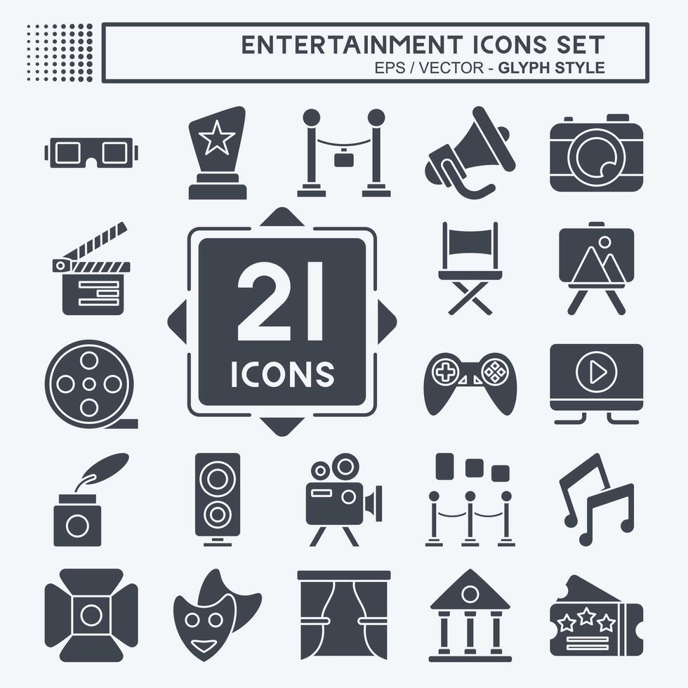 Icon Set Entertainment. related to Hobby symbol. glyph style. simple design illustration vector
