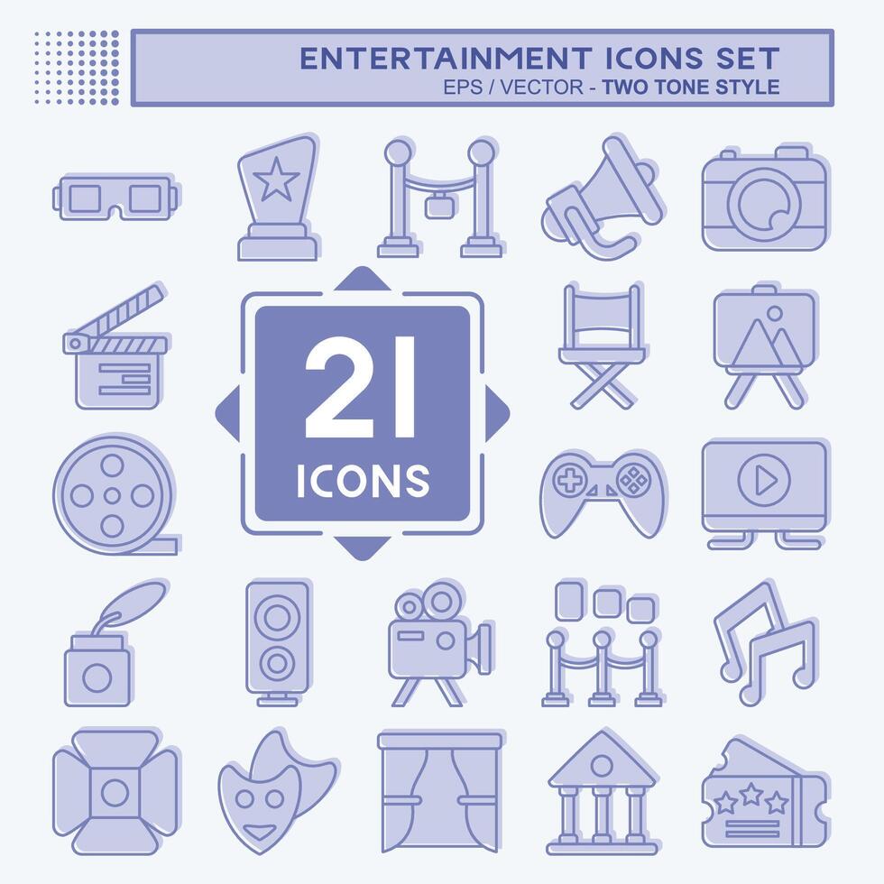 Icon Set Entertainment. related to Hobby symbol. two tone style. simple design illustration vector