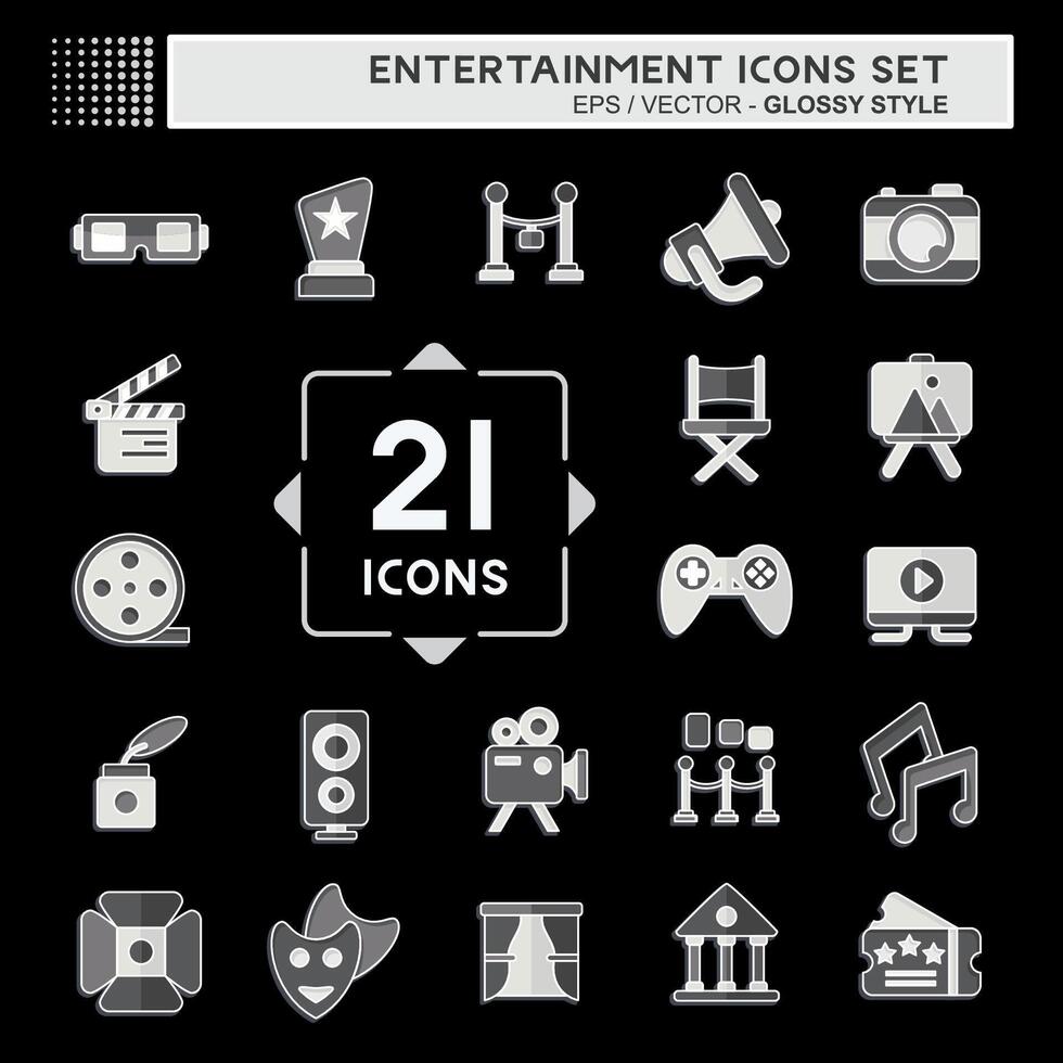 Icon Set Entertainment. related to Hobby symbol. glossy style. simple design illustration vector