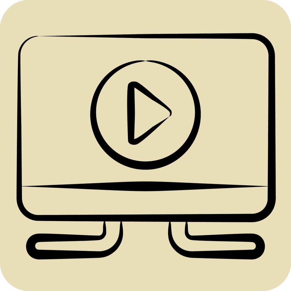 Icon Hd Tv. related to Entertainment symbol. hand drawn style. simple design illustration vector