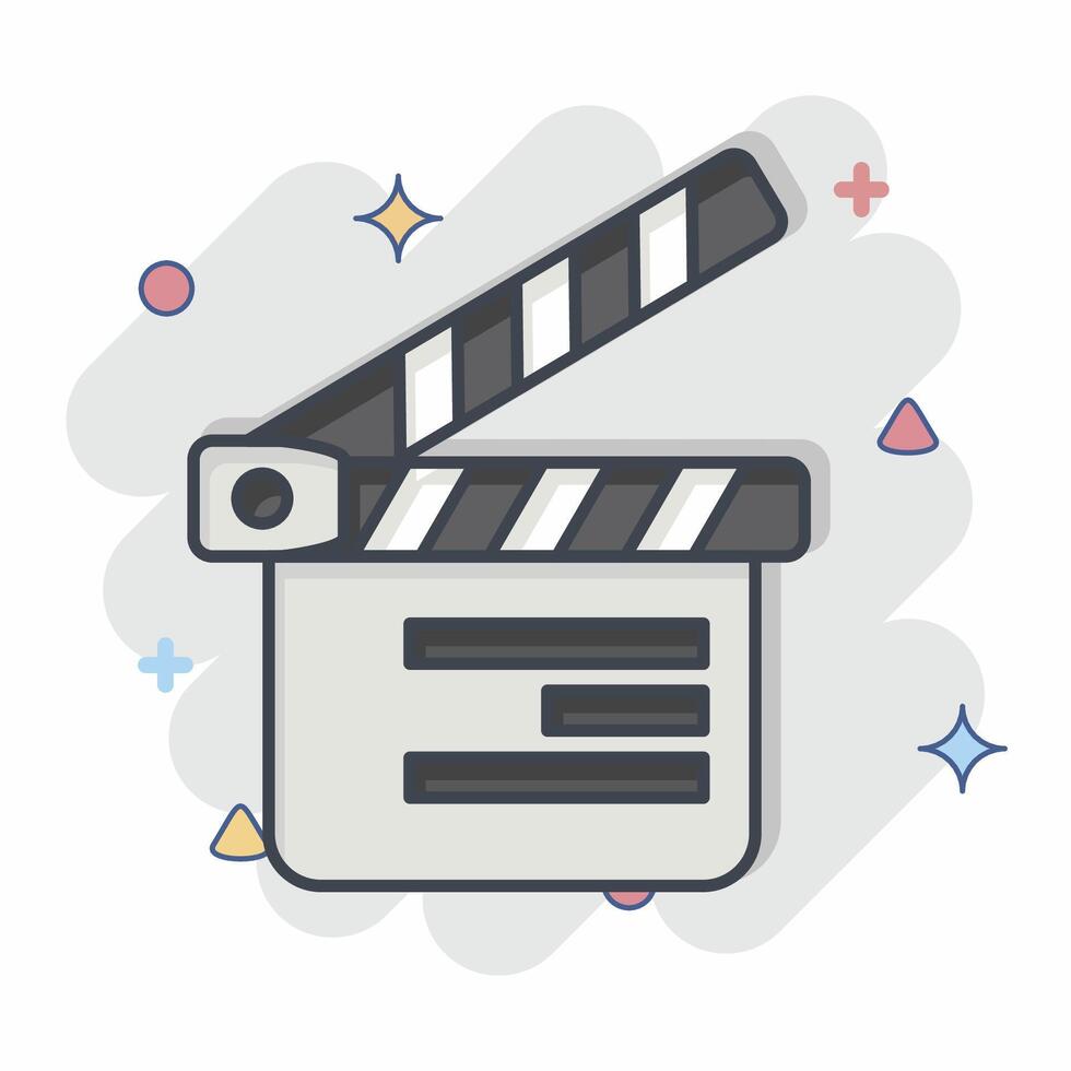 Icon Clapper Board. related to Entertainment symbol. comic style. simple design illustration vector