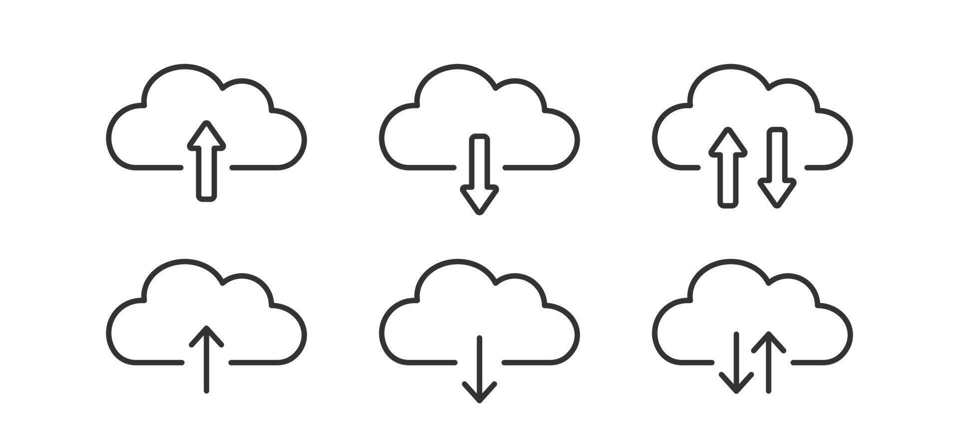 hospedaje nube icono. descargar, subir archivos signo. computadora almacenamiento información. comunicación servidor. vector