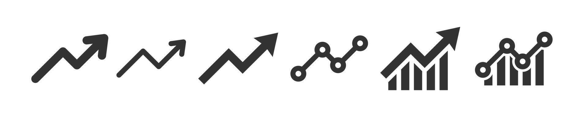 grafico crecimiento icono. gráfico incrementar signo. flecha arriba. lucro diagrama. negocio progreso. crecer estadística. vector