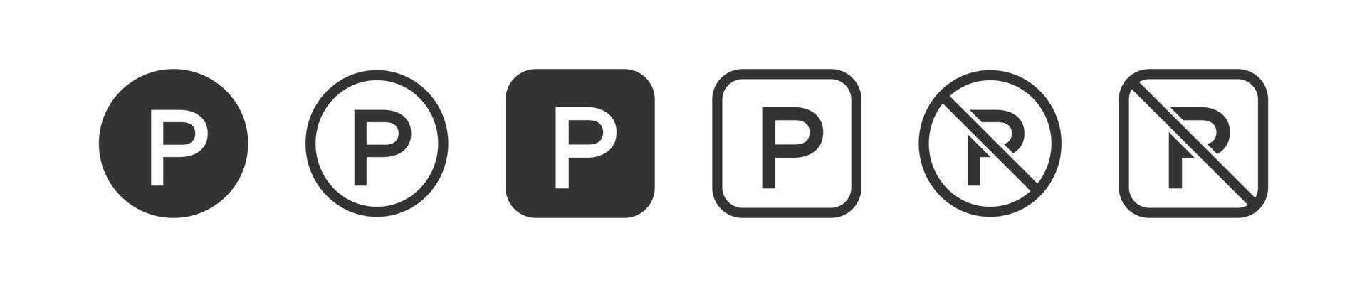 Parking signs. Parking zone for car icons. Auto place. Roadsign for transport. vector