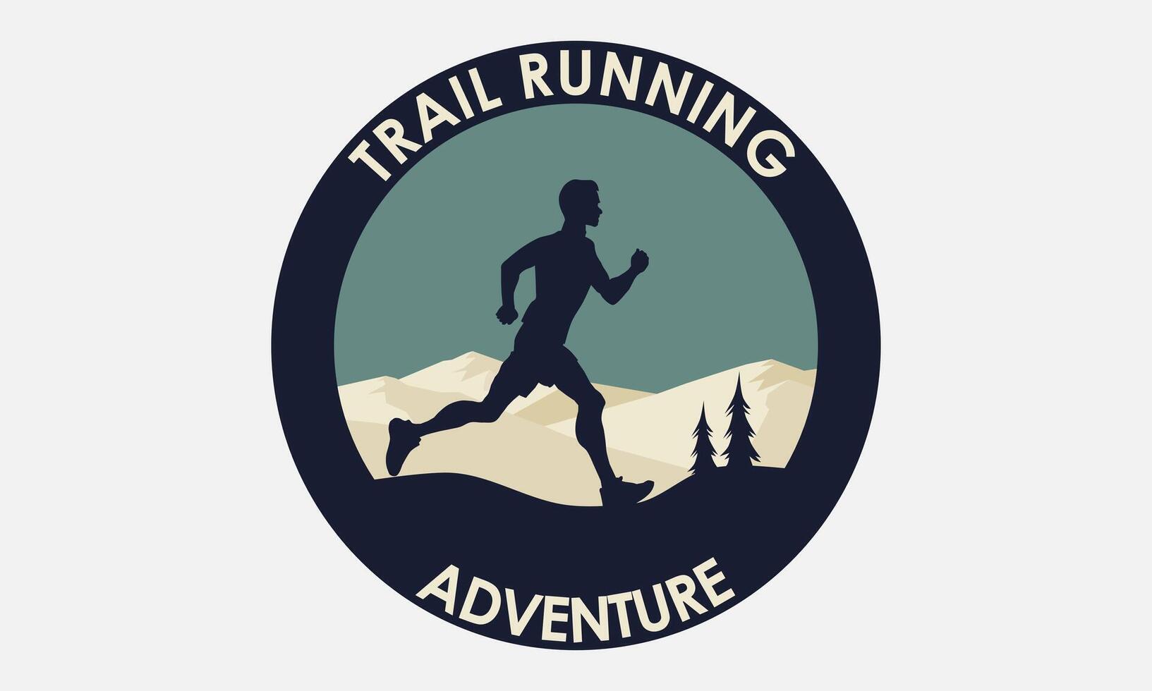 Trail running logo badge design. Vector illustration.