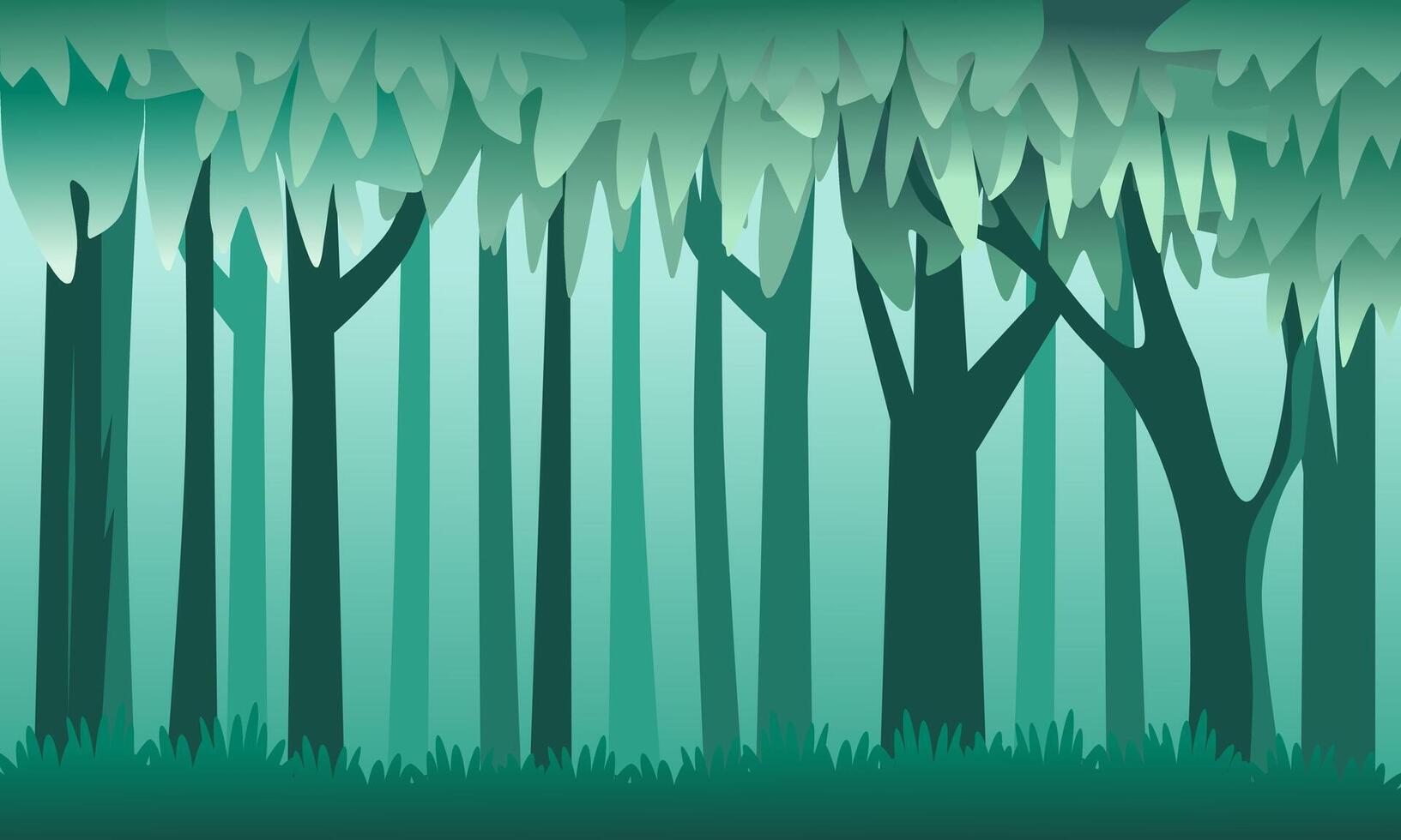 High trees in forest illustration. Jungle landscape. vector