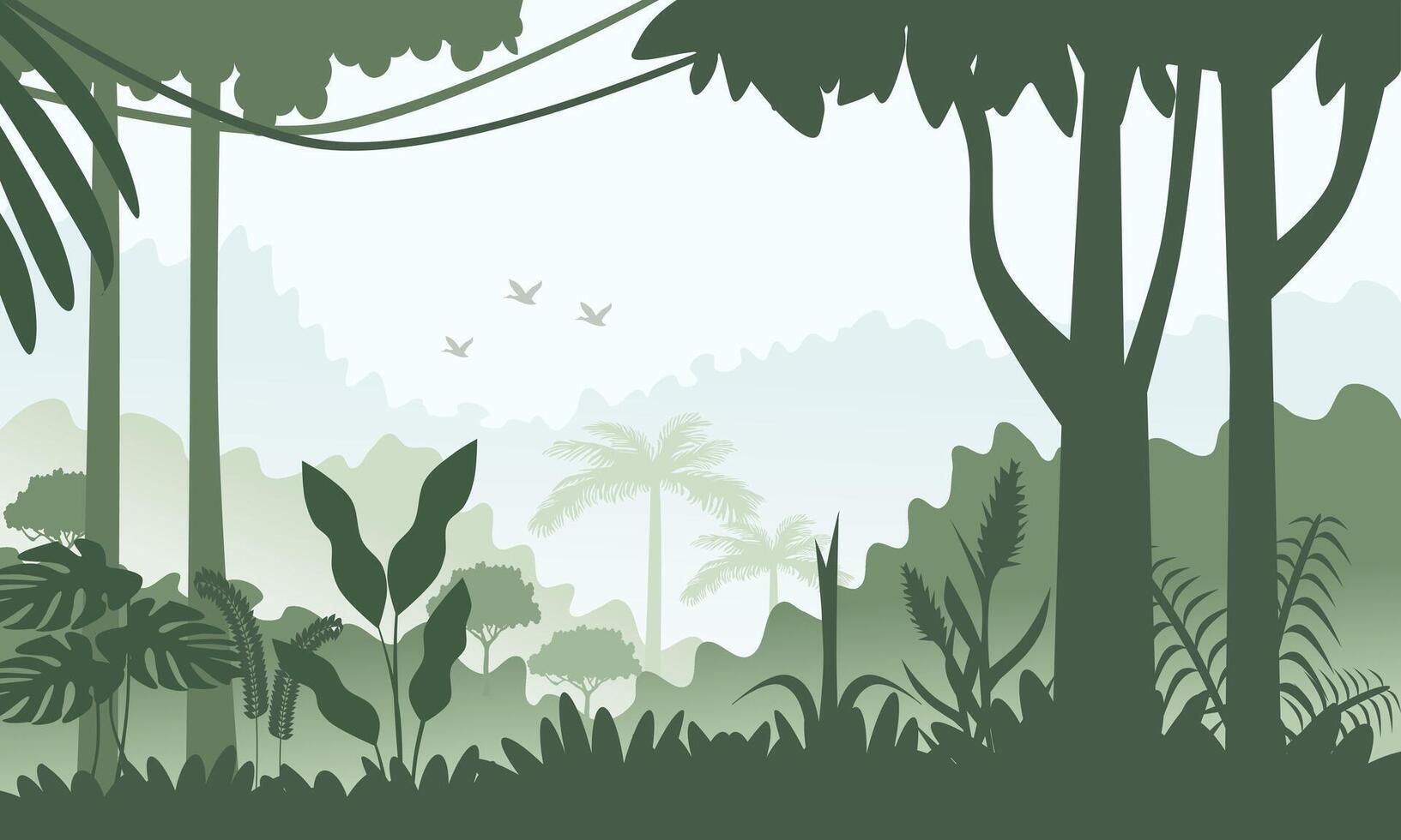 Jungle landscape background. Vector illustration.