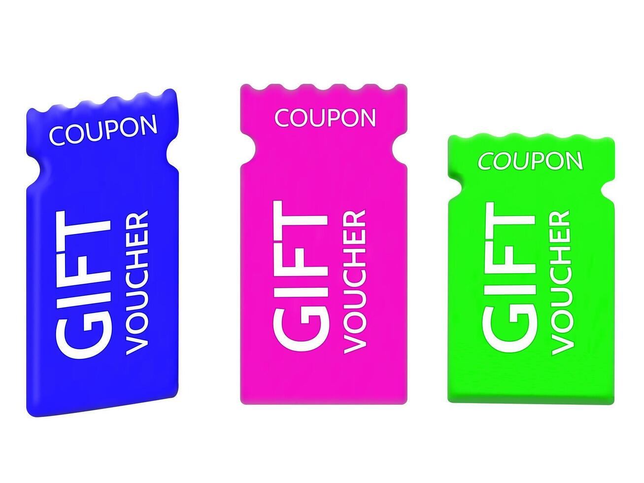 Set of 3 colorful 3D gift coupons vector
