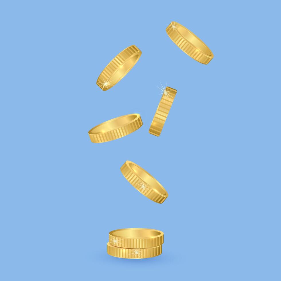 set of shiny gold coins, 3d payment concept vector