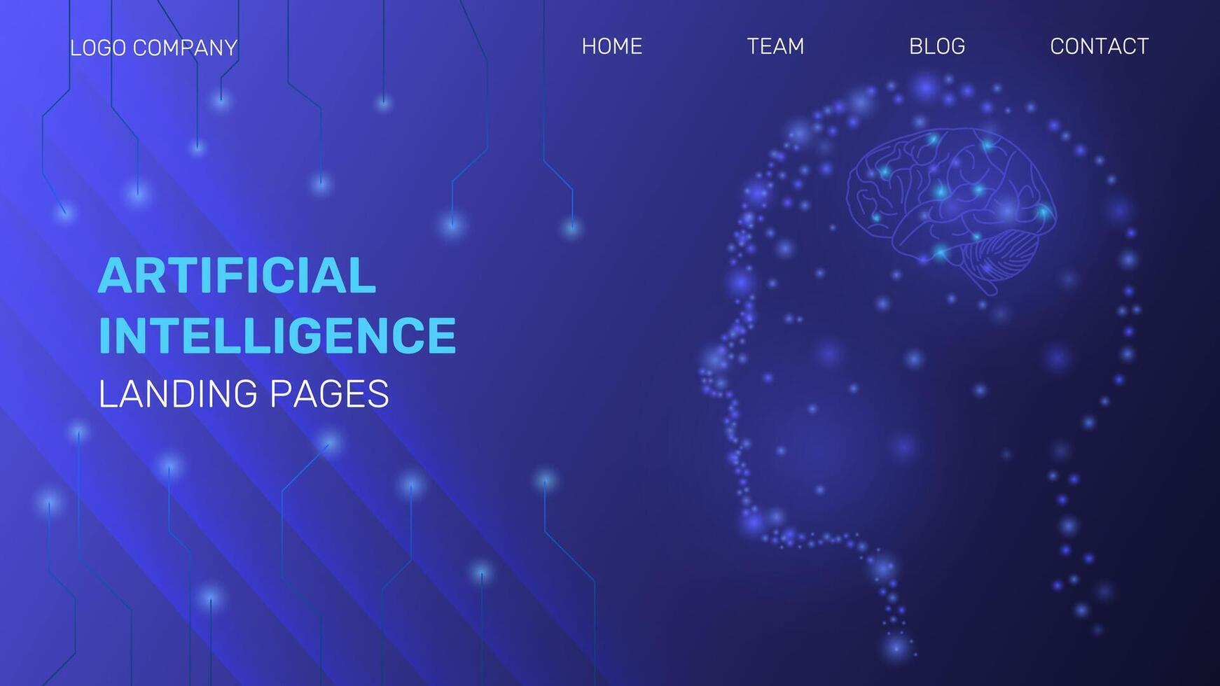 technology landing page concept, artificial intelligence vector