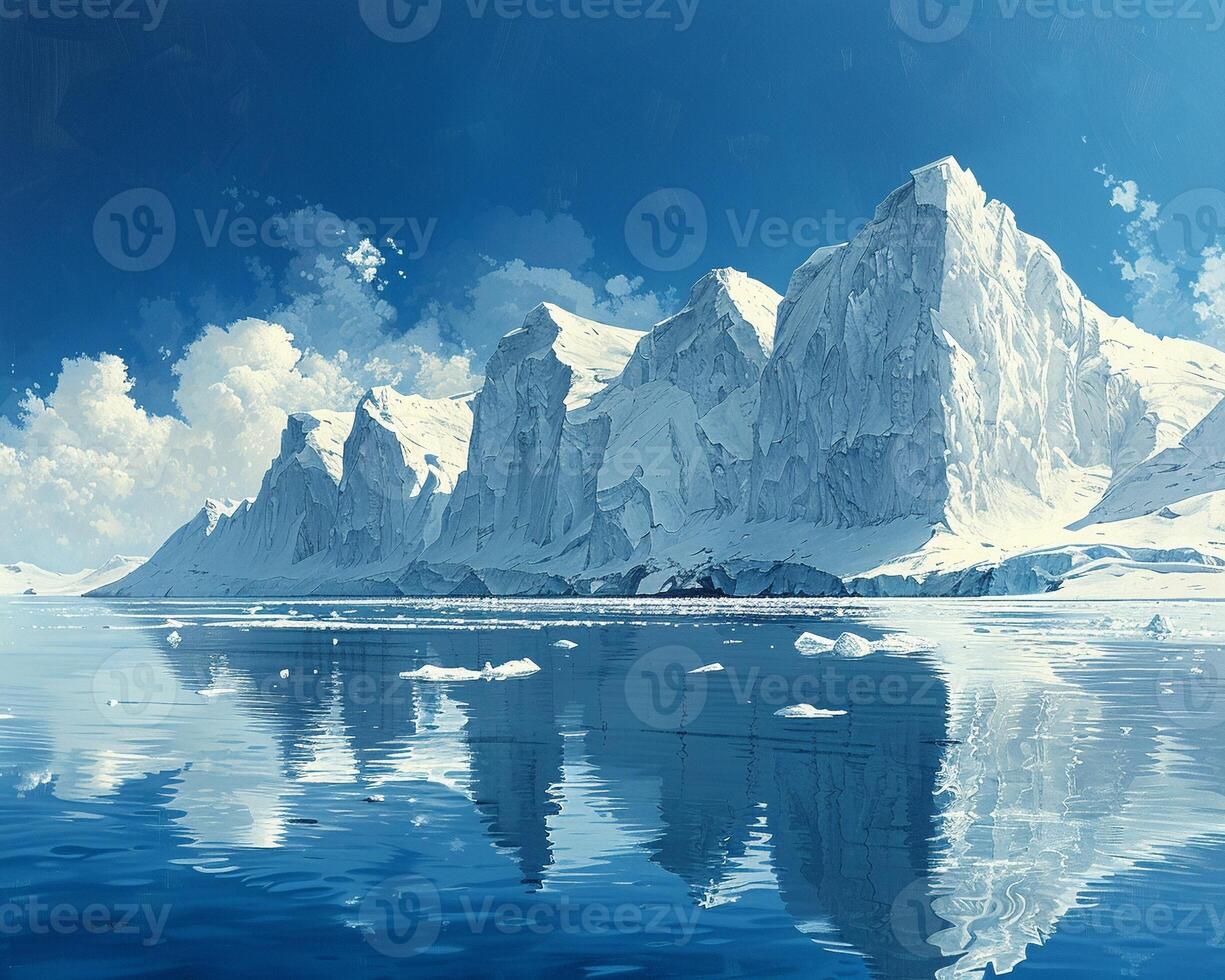 AI Generated Icebergs floating in a glacial lagoon photo