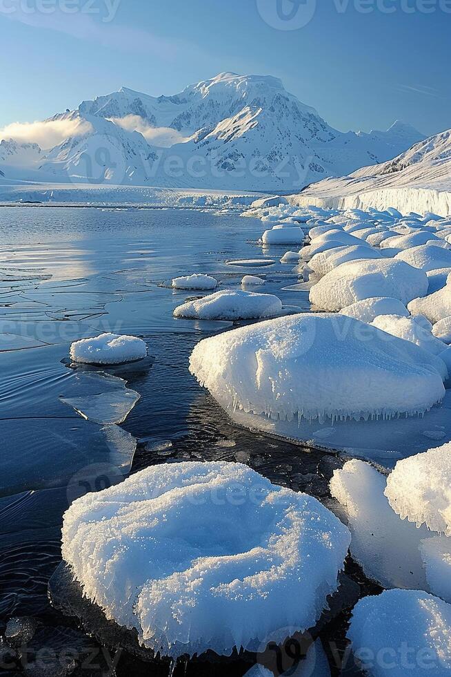 AI Generated Icebergs floating in a glacial lagoon photo