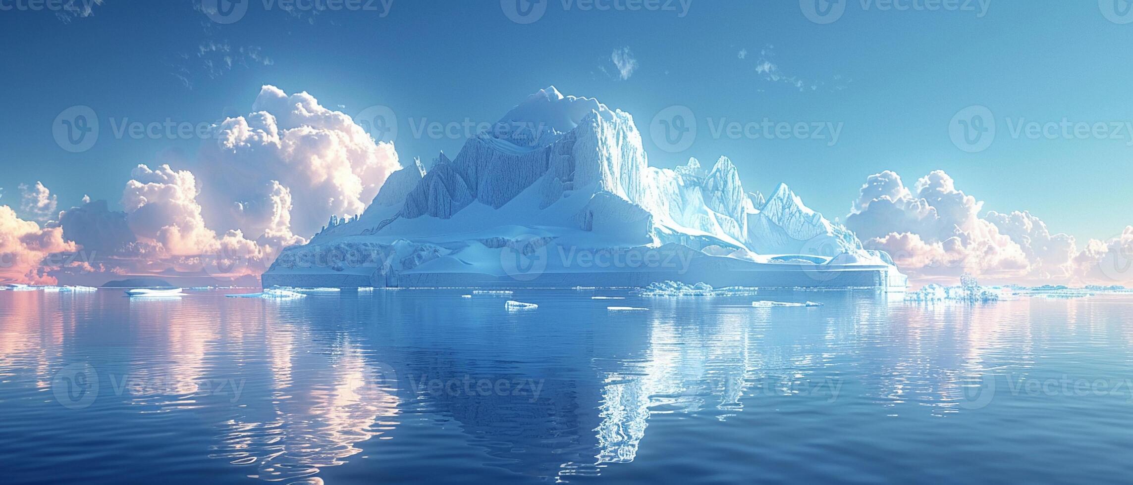 ai generado icebergs flotante en un glacial laguna foto