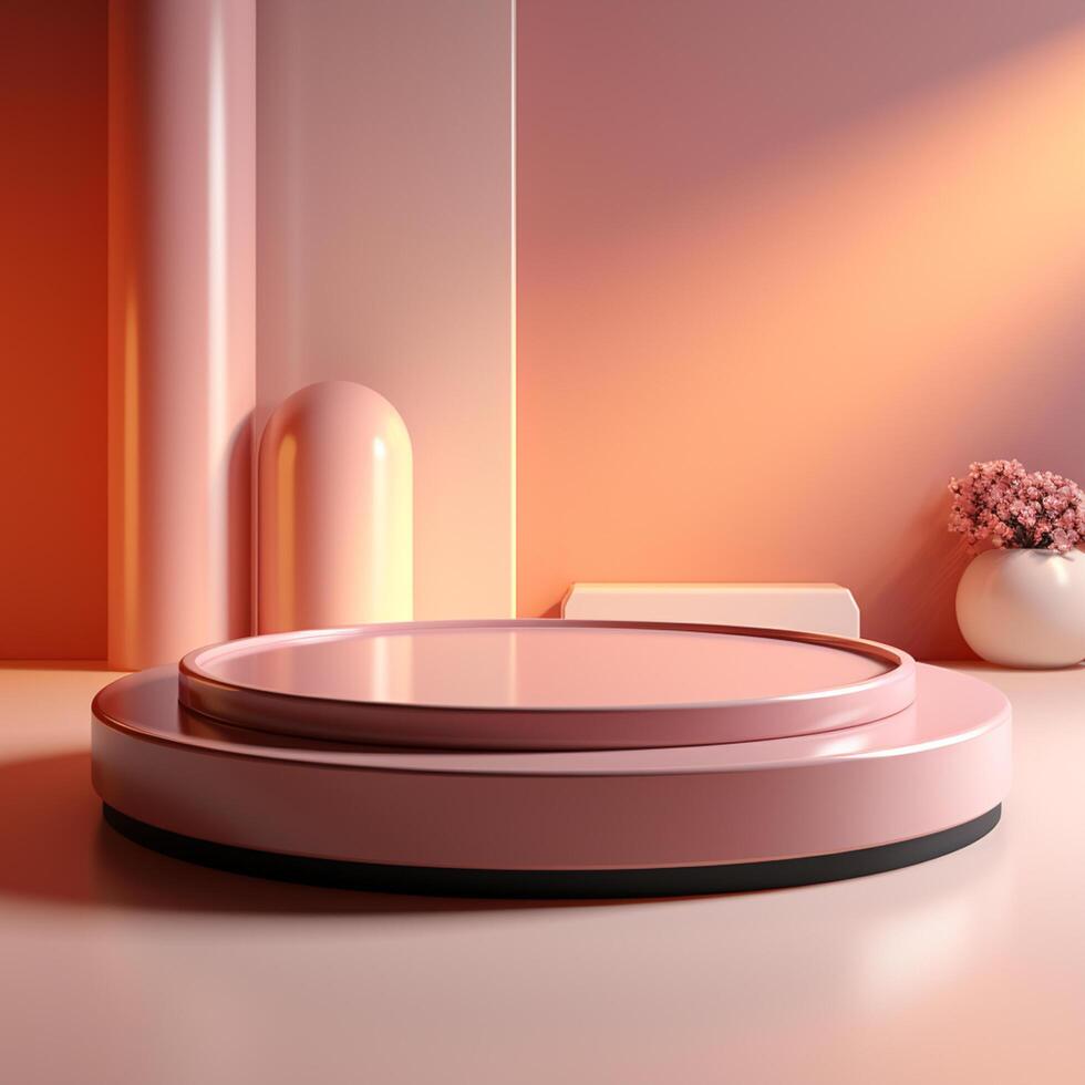 AI generated Background geometic podium Pink Color Design minimal illustration 3D rendering photo