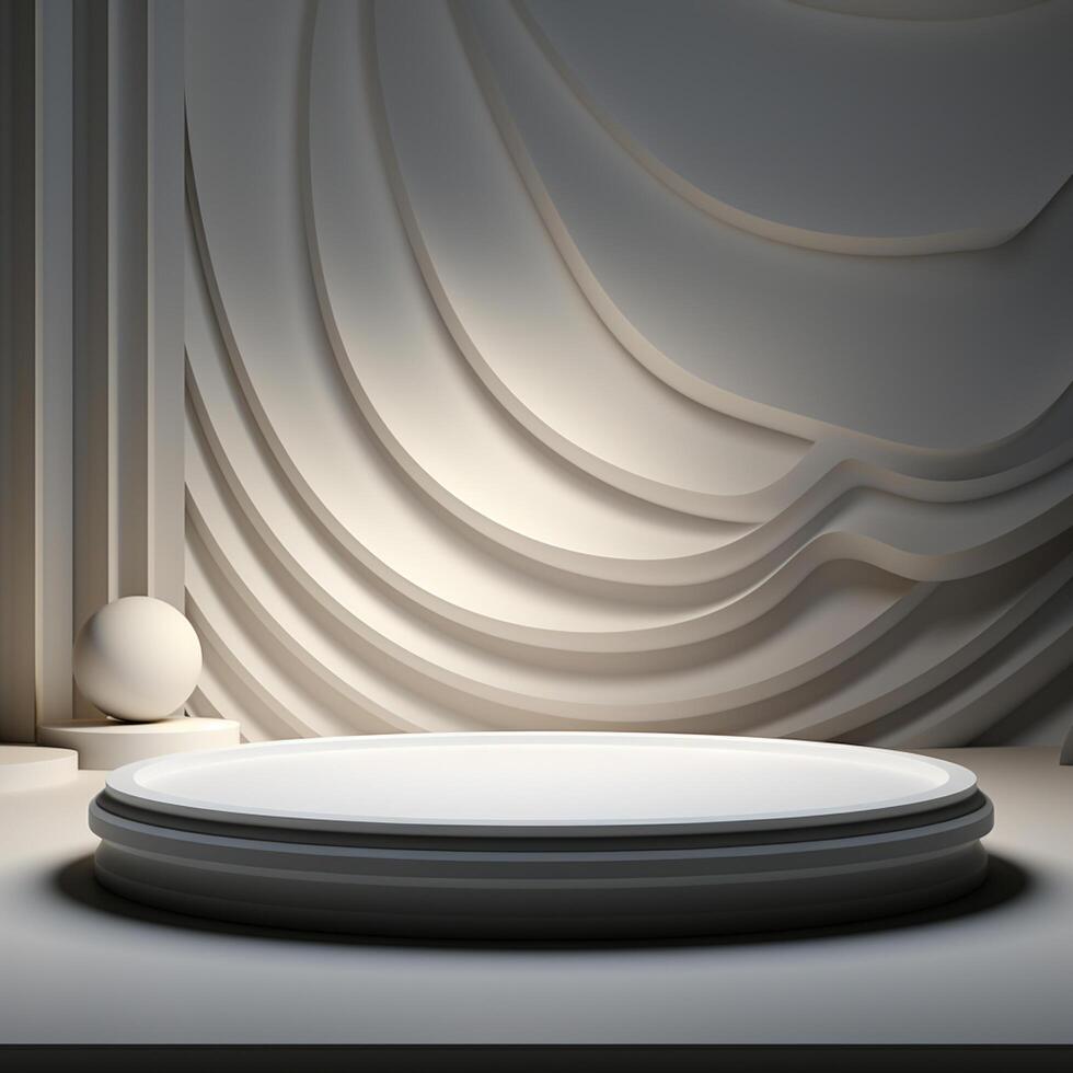 AI generated podium blank, white background, in the style of circular abstraction photo