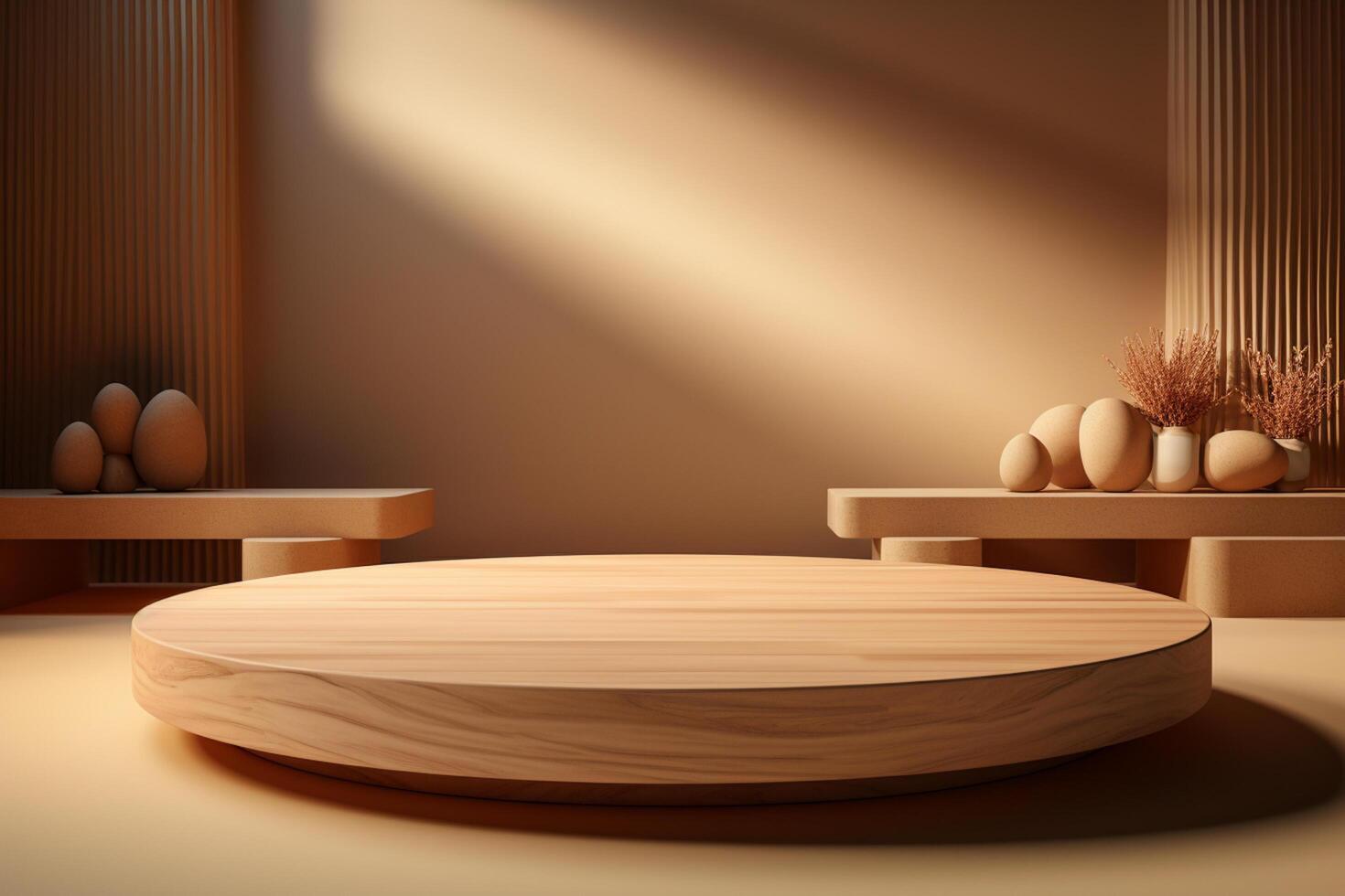 AI generated Pedestals Podium for product presentation geometrical shapes photo