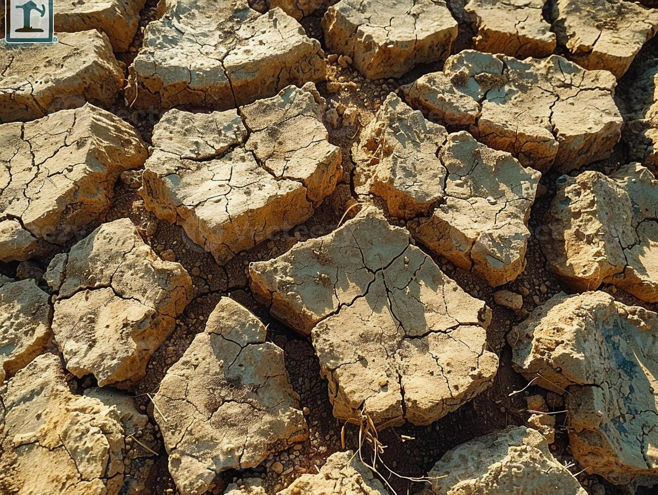 AI Generated Cracked dry earth texture in desert photo