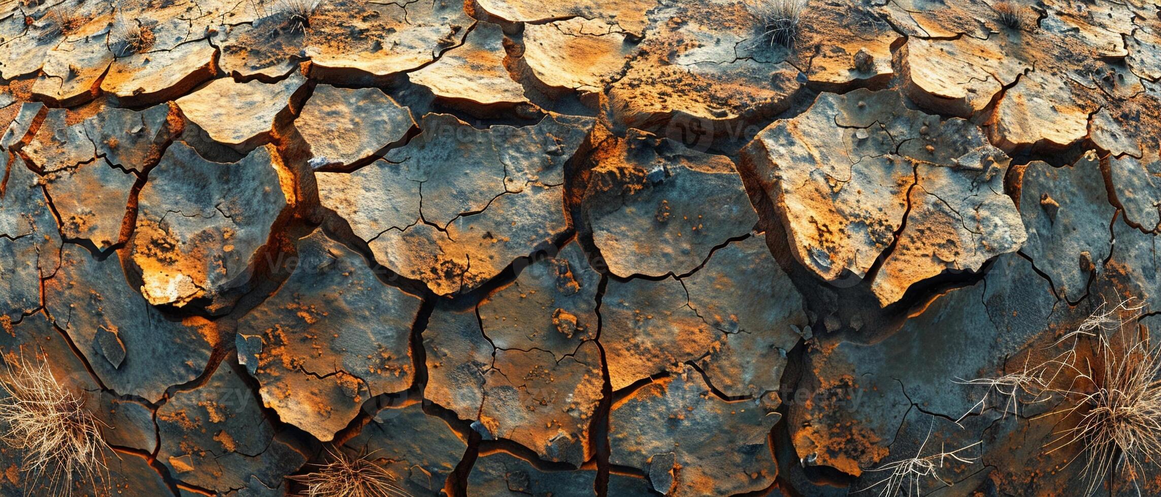 AI Generated Cracked dry earth texture in desert photo