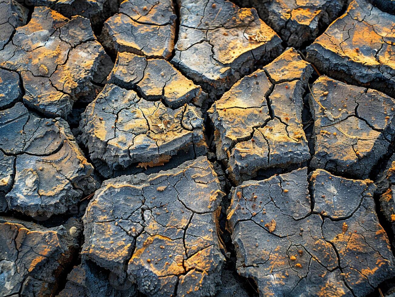 AI Generated Cracked dry earth texture in desert photo