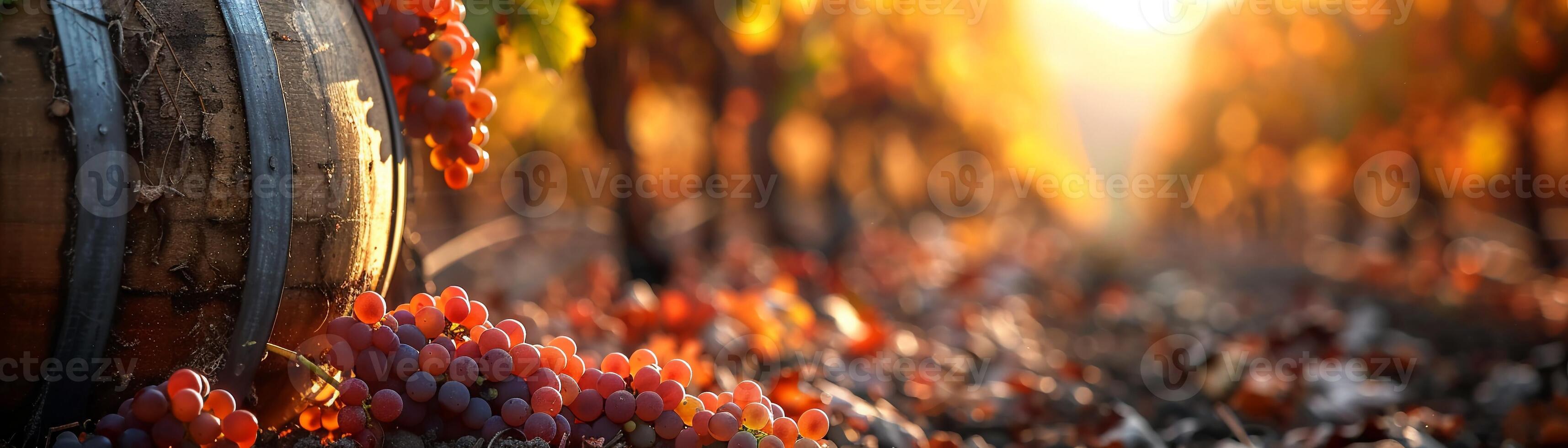 AI Generated Ripened vineyard rows at harvest photo