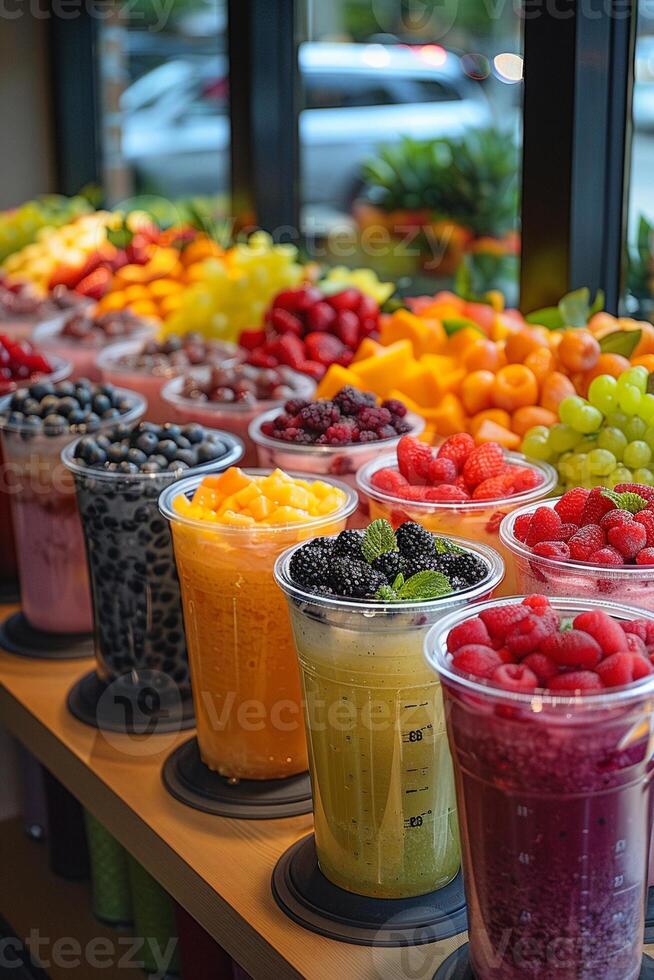AI Generated Smoothie Bar Mixes Health with Flavor in Business of Nutritious Snacking photo