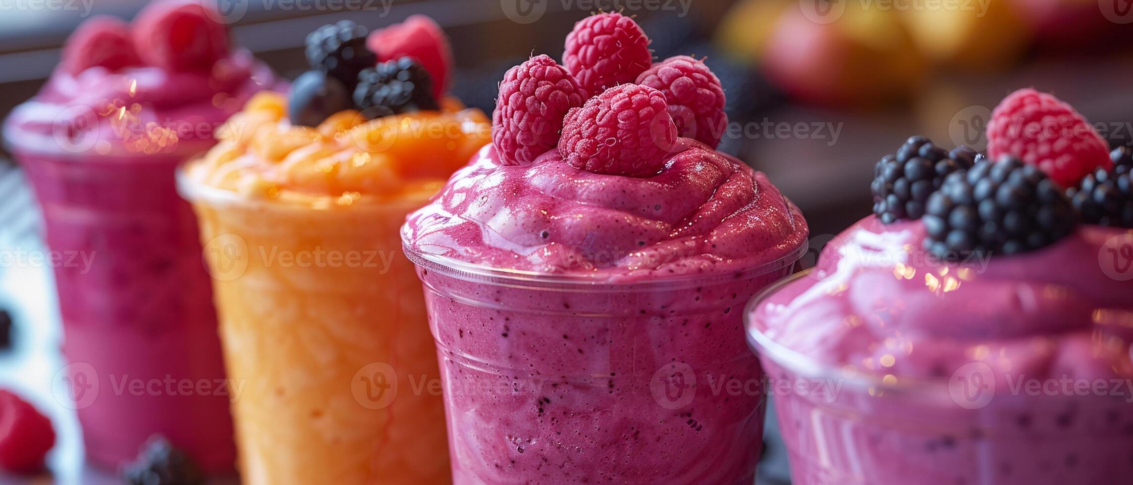 AI Generated Smoothie Bar Blends Wellness in Business of Nutritious Refreshments photo