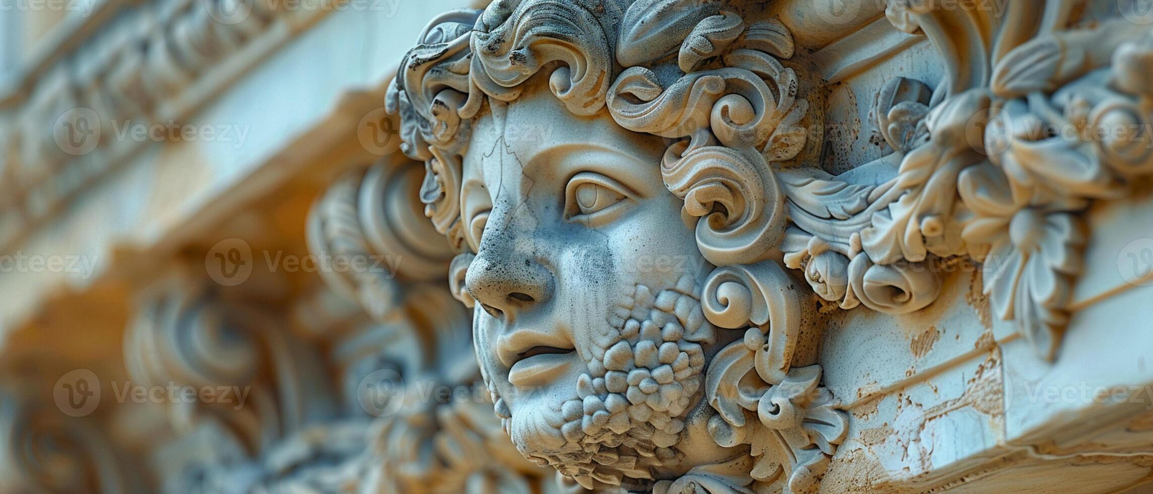 AI Generated Close-up of intricate architectural details on a historic facade photo