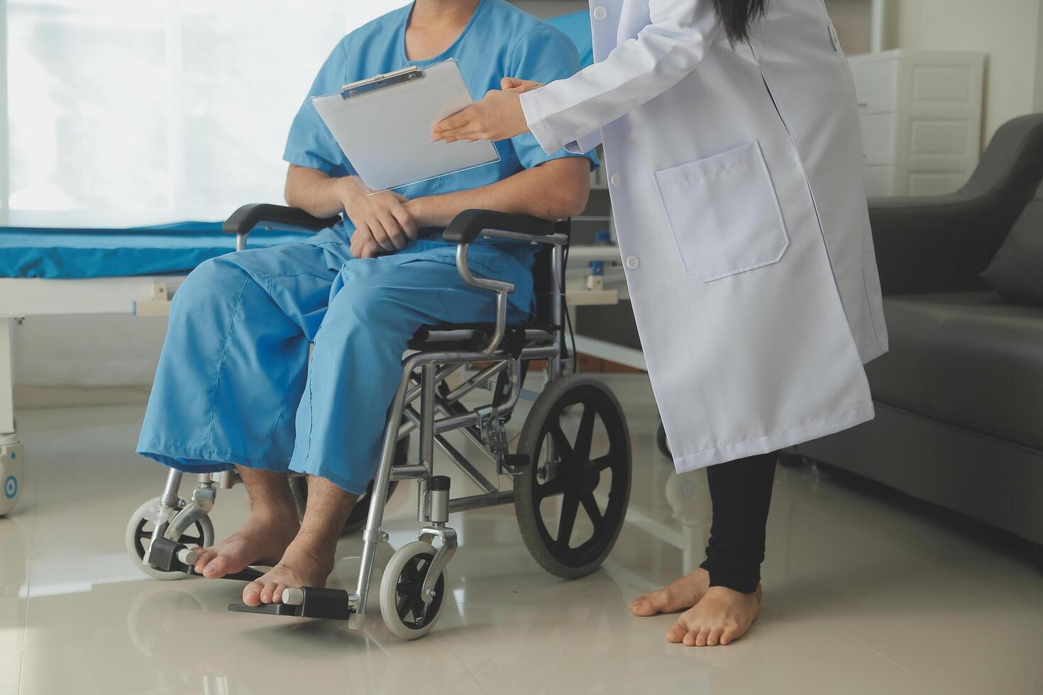 Female doctors who treat patients make an appointment to listen to the results after a physical examination and explain medical information and diagnose the disease. Medical concepts and good healt. photo