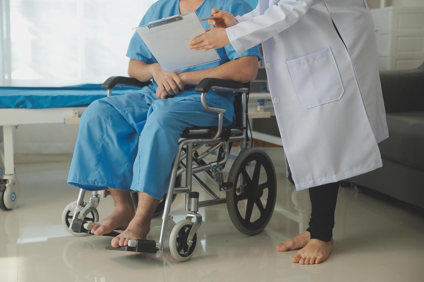 Female doctors who treat patients make an appointment to listen to the results after a physical examination and explain medical information and diagnose the disease. Medical concepts and good healt. photo