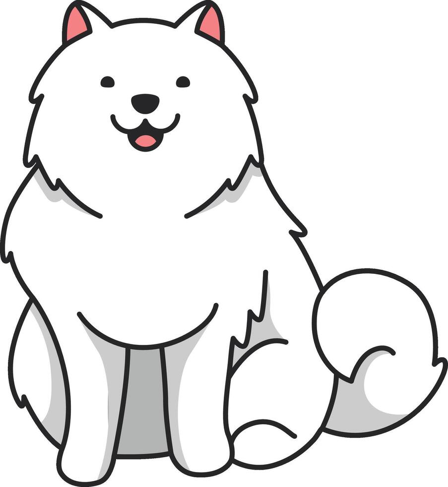 Cute Samoyed dog cartoon illustration vector