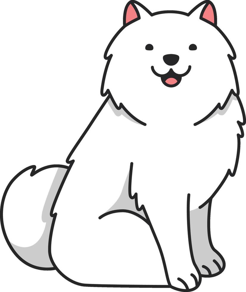 linda Samoyedo perro dibujos animados ilustración vector