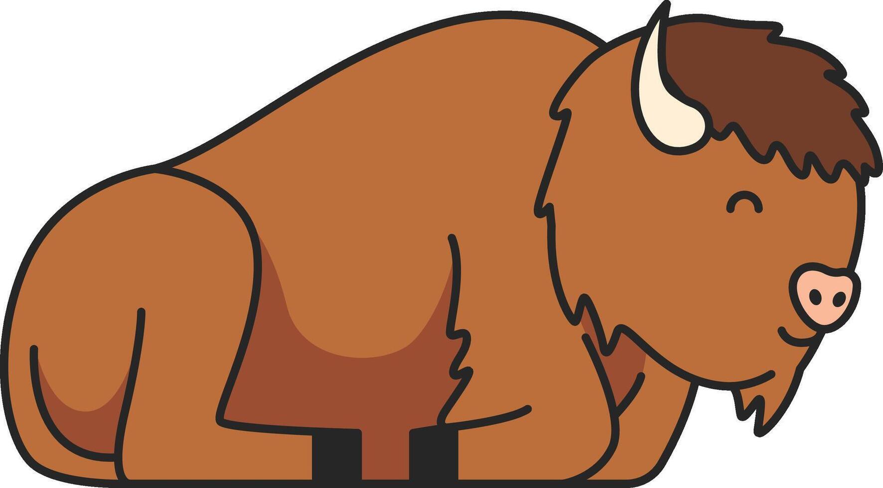 Bison animal vector cartoon illustration