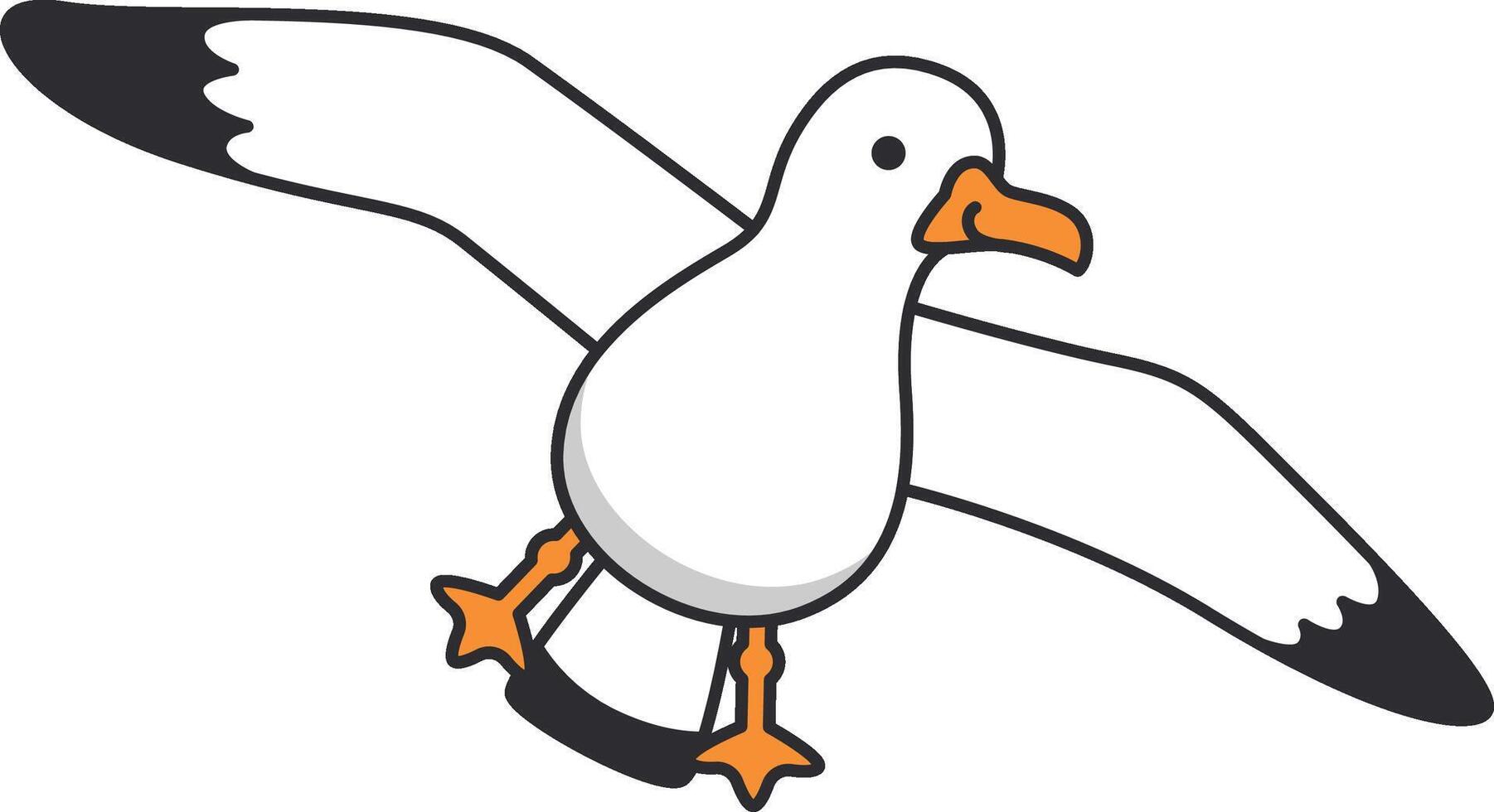 Cute cartoon seagull vector Illustration