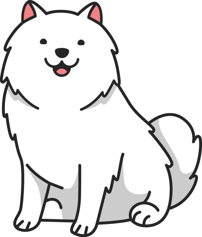 linda Samoyedo perro dibujos animados ilustración vector