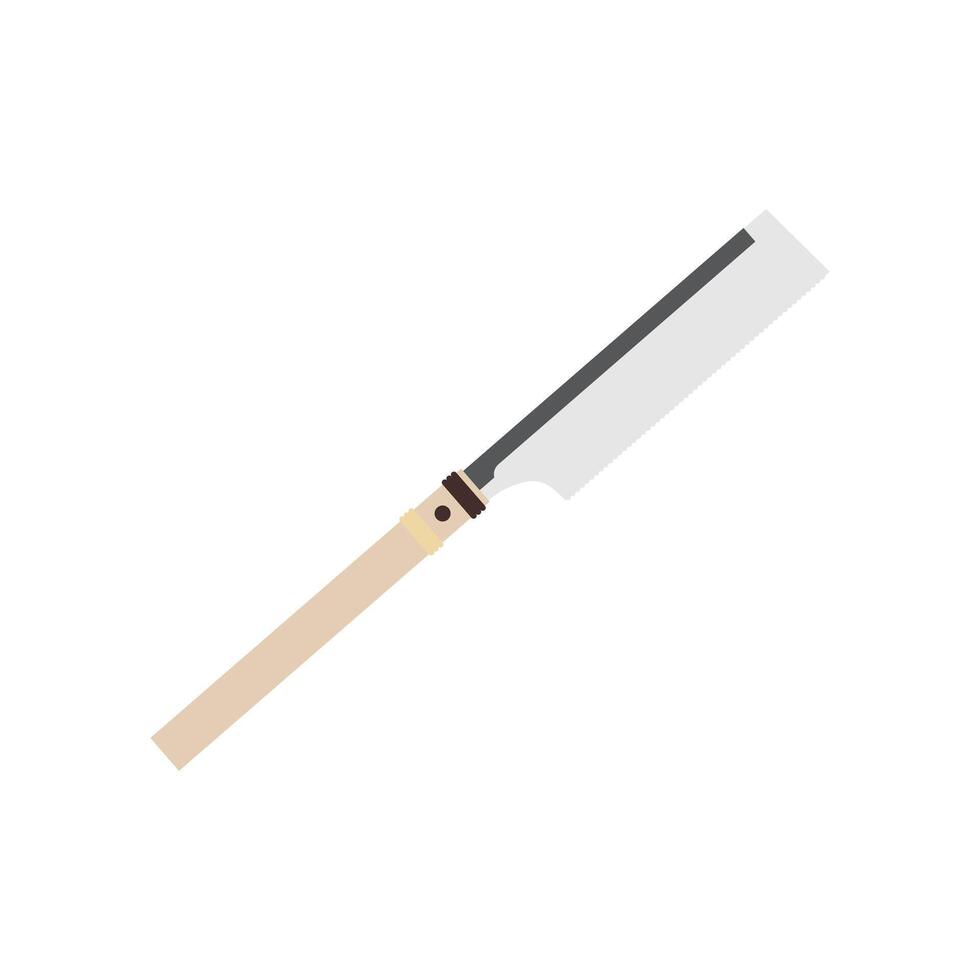 kataba japanese hand saw flat design vector illustration. hacksaw with orange handle isolated on white background. Carpenter or repairmen handsaw vector icon in flat cartoon style. Construction tool.