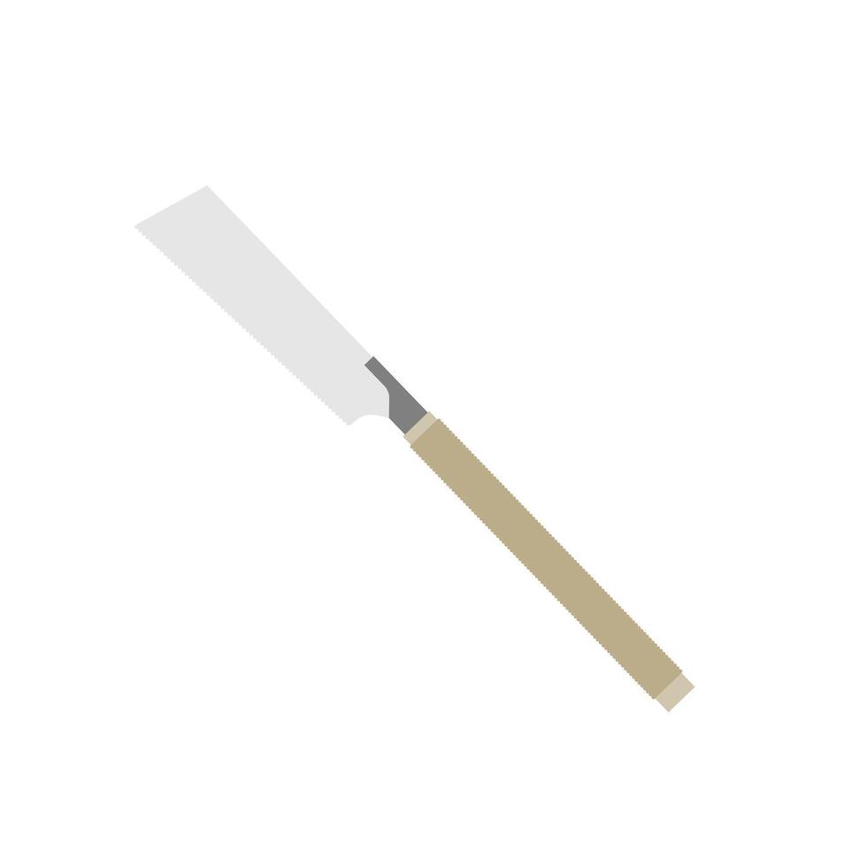 kataba japanese hand saw flat design vector illustration. hacksaw with orange handle isolated on white background. Carpenter or repairmen handsaw vector icon in flat cartoon style. Construction tool.
