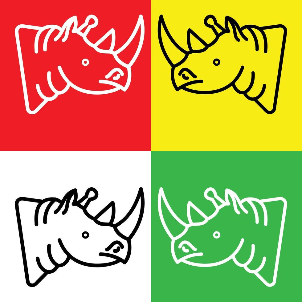 rinoceronte vector icono, lineal estilo icono, desde animal cabeza íconos recopilación, aislado en rojo, amarillo, blanco y verde antecedentes.