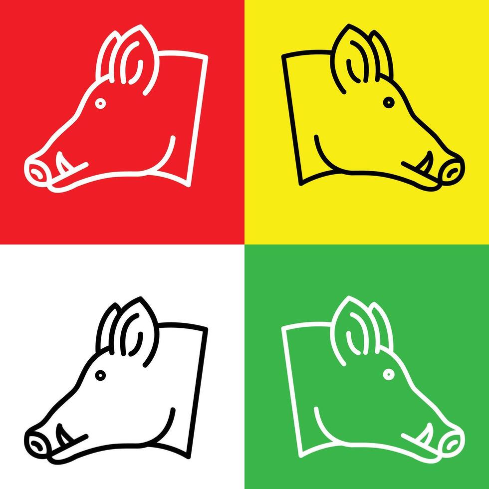 salvaje cerdo vector icono, lineal estilo icono, desde animal cabeza íconos recopilación, aislado en rojo, amarillo, blanco y verde antecedentes.