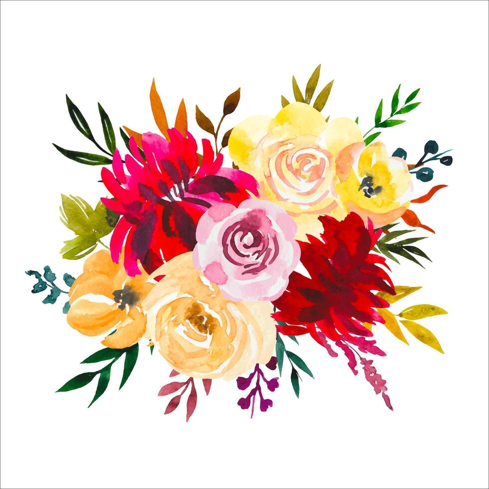 Watercolor floral bouquet.Autumn composition vector